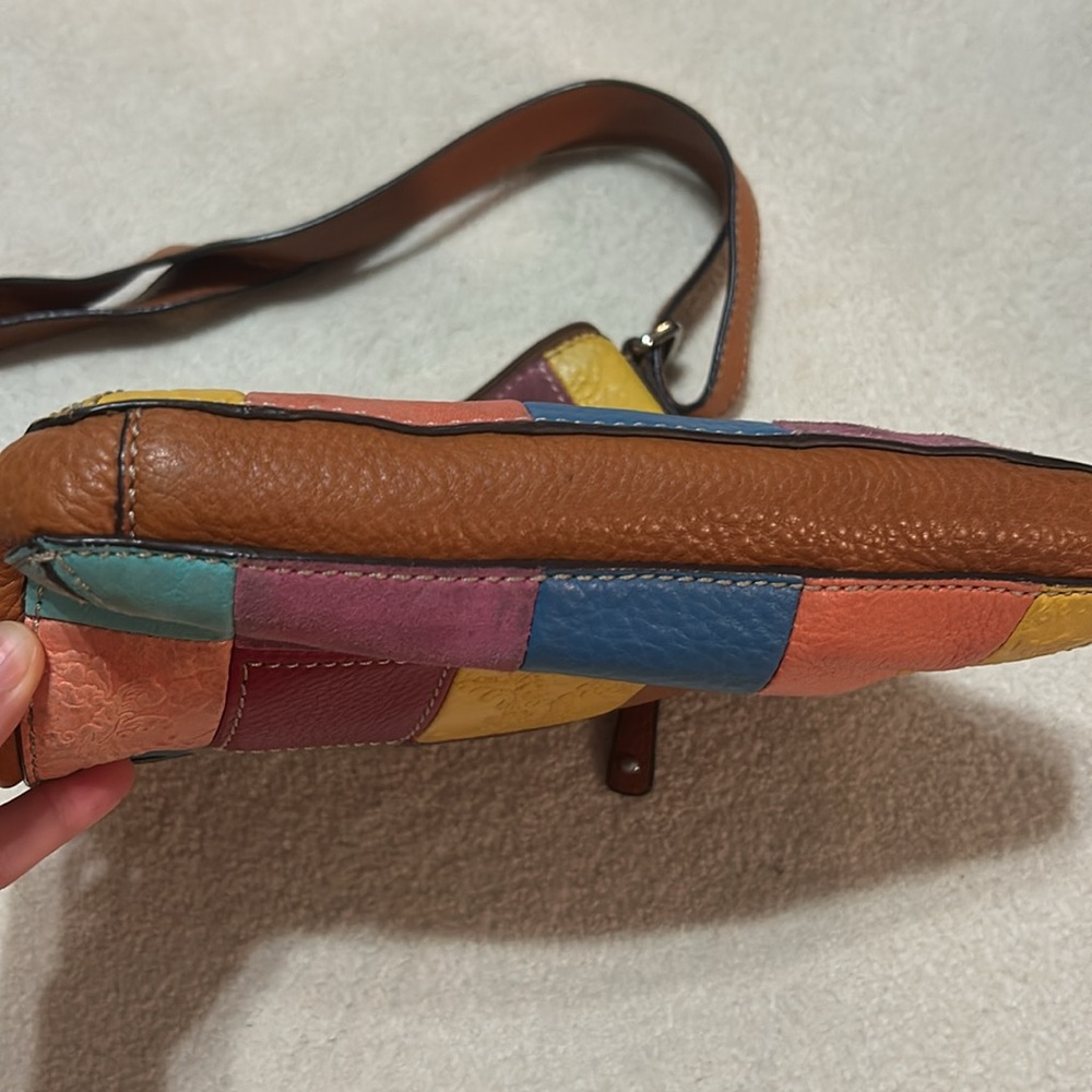 Fossil Patchwork Leather Shoulder Cross Body Bag - image 6